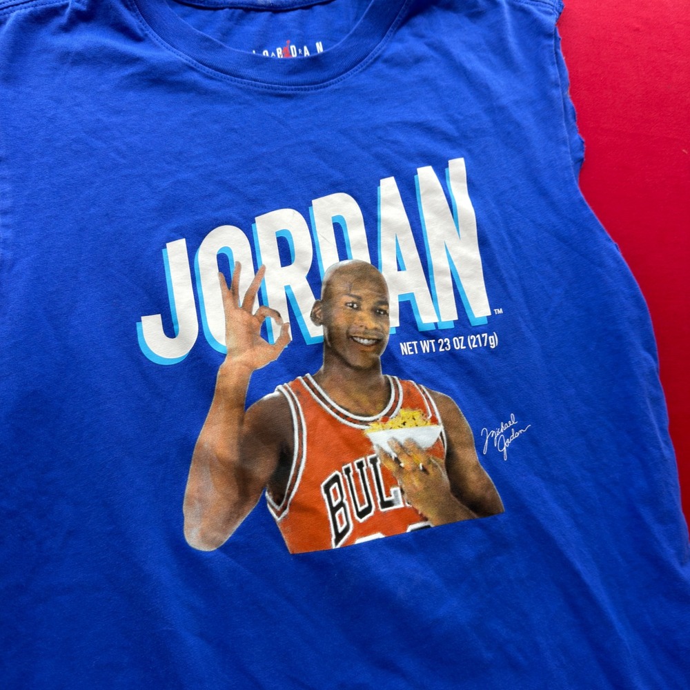 Jordan Brand Michael Jordan Wheaties Graphic Muscle Tee Tank Top Blue Mens Small